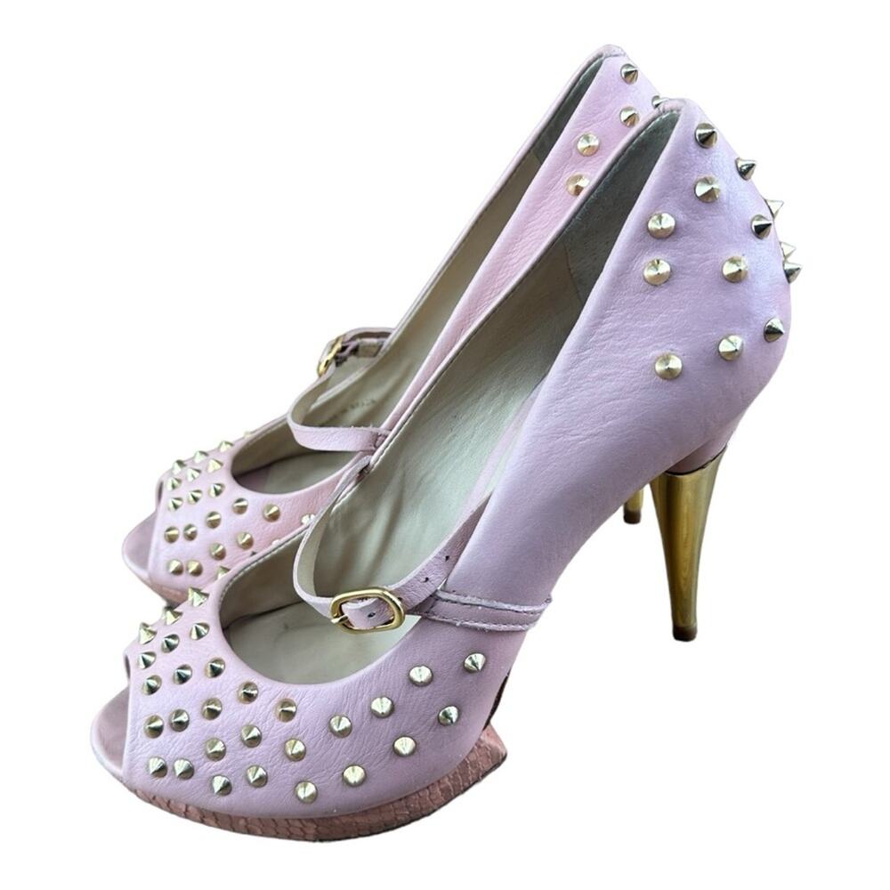 Pour La Victoire pink spiked platform peeptoe heels Leather size 7